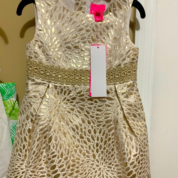🛑SOLD 🛑 Lilly Pulitzer Girls Gold Dress, size 3 - Picture 1 of 2